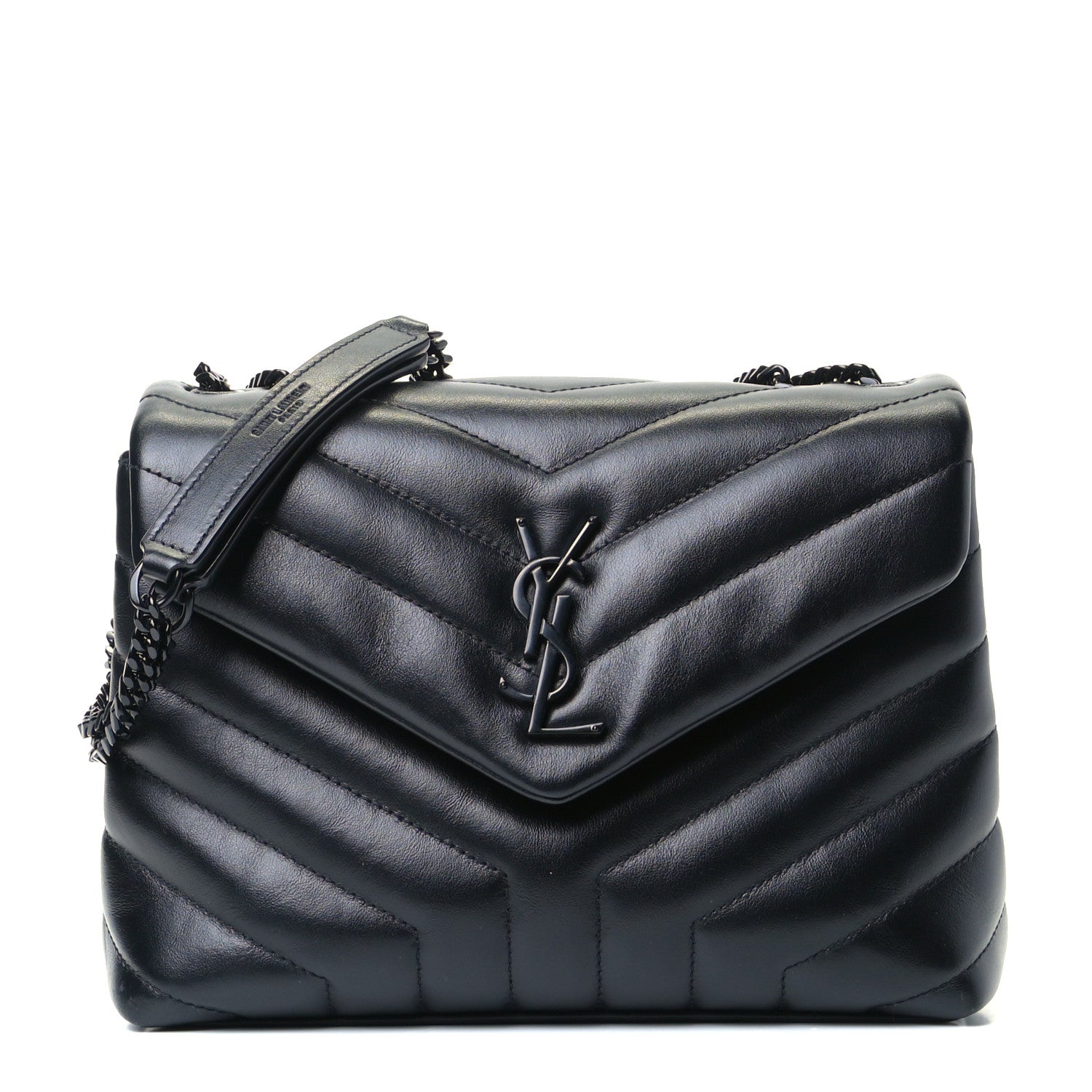 Saint Laurent Calfskin Y Quilted Monogram Small Loulou Chain Satchel Black 1 of 4