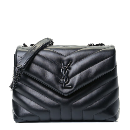 Saint Laurent Calfskin Y Quilted Monogram Small Loulou Chain Satchel Black 1 of 4