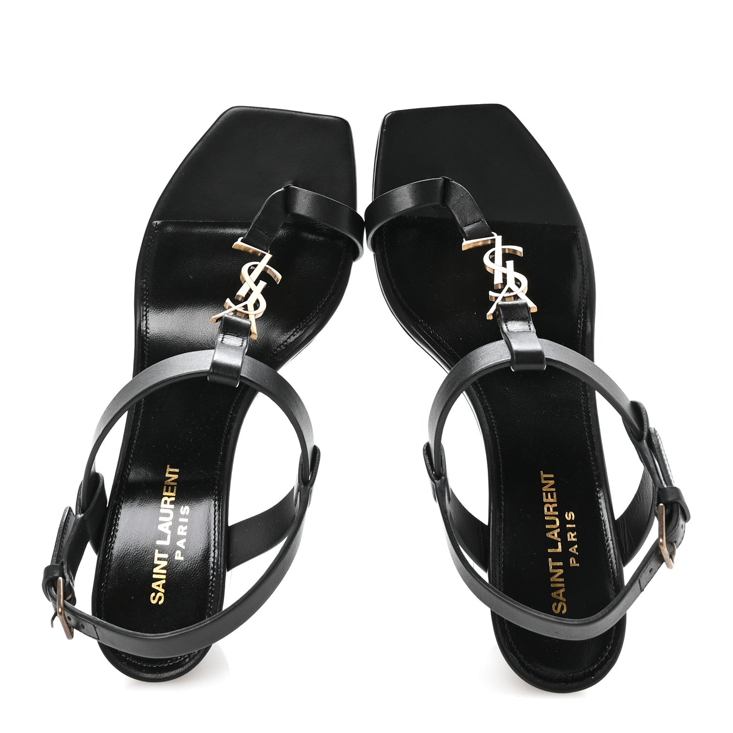 Saint Laurent Calfskin Cassandra Sandals 39 Black 2 of 8