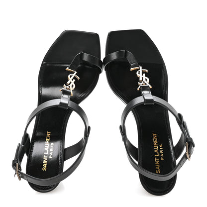 Saint Laurent Calfskin Cassandra Sandals 39 Black 2 of 8