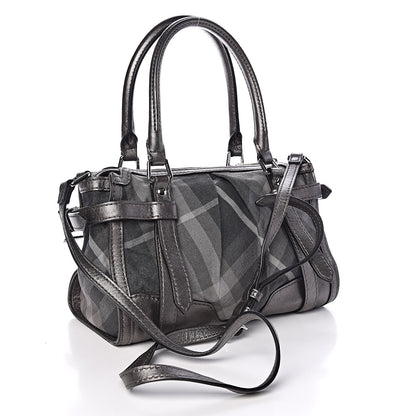 Burberry Shimmer Check Pilgrim Satchel Pewter 3 of 13