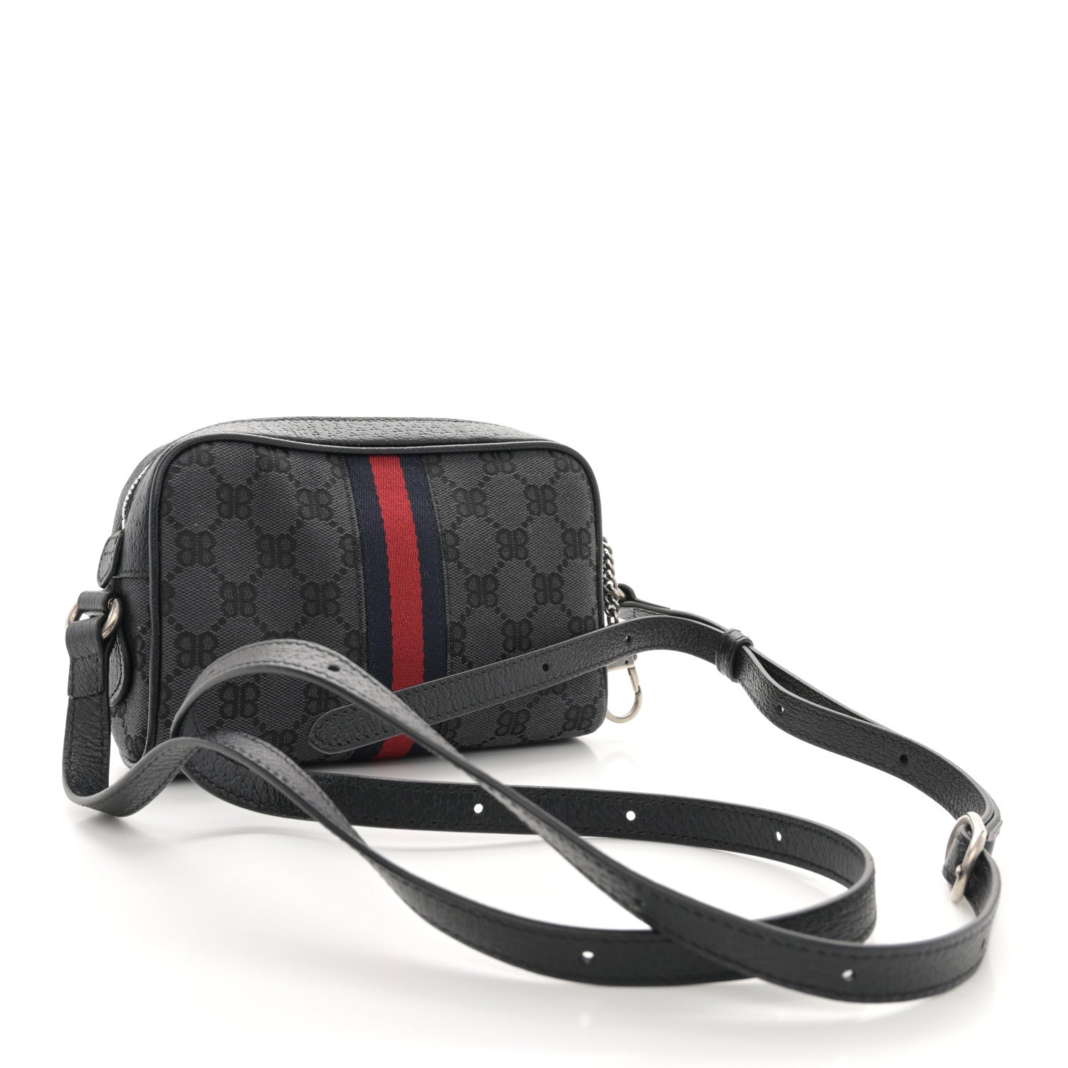 Gucci X BALENCIAGA BB Monogram Web Mini Ophidia Shoulder Bag Black 3 of 10