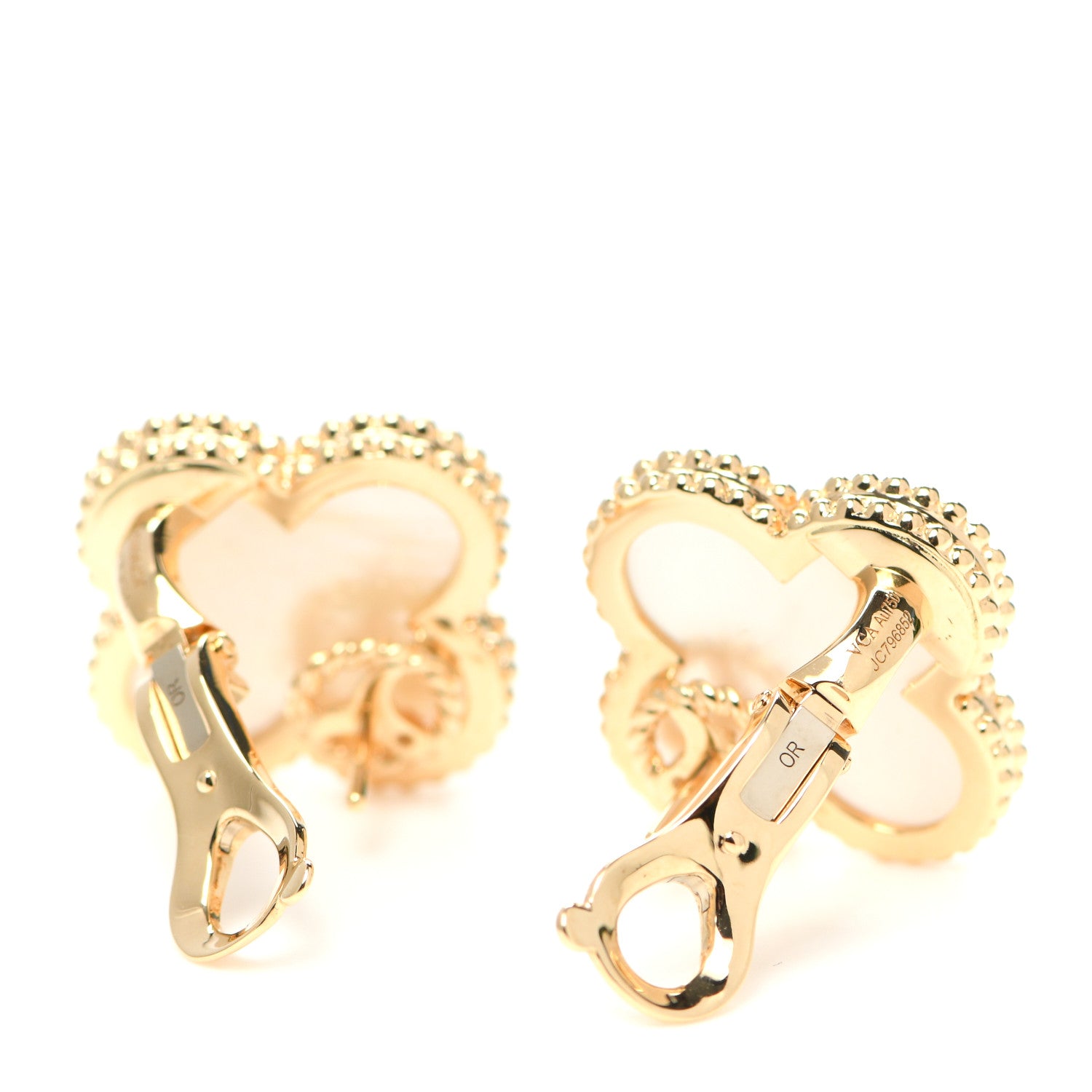 Van Cleef & Arpels 18K Yellow Gold Mother of Pearl Magic Alhambra Earrings 3 of 6