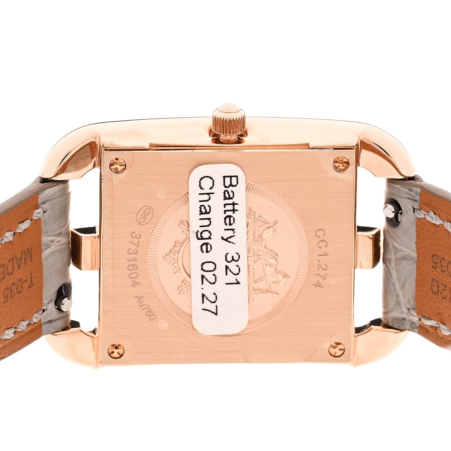 Hermes 18K Rose Gold Alligator Diamond Bezel Mother of Pearl 23mm Cape Cod Quartz Watch Gris Perle 4 of 5