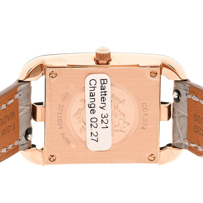 Hermes 18K Rose Gold Alligator Diamond Bezel Mother of Pearl 23mm Cape Cod Quartz Watch Gris Perle 4 of 5