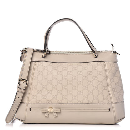 Gucci Guccissima Mayfair Top Handle Satchel Off White 1 of 11