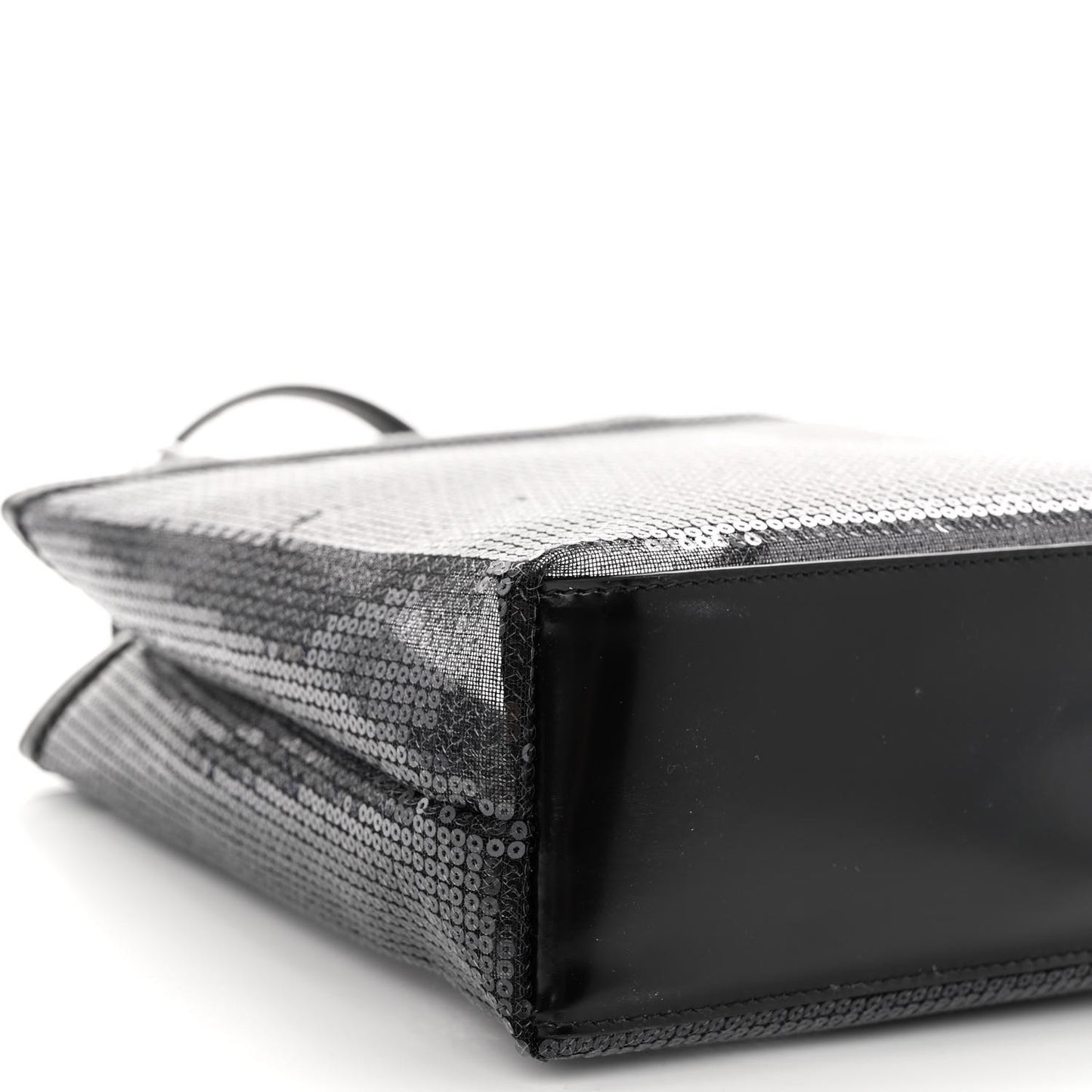 Sequin Mesh Small Tote Bag Black