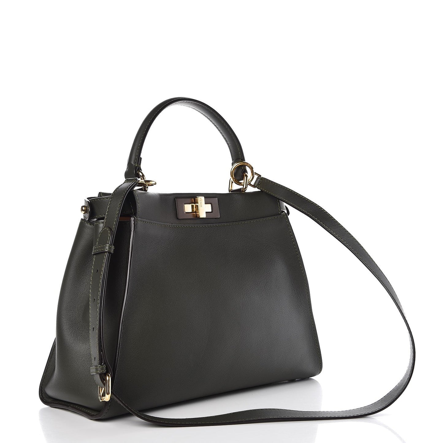 Vitello Seta Shiny Nappa Medium Peekaboo Iconic Satchel Verde Prato Makeup