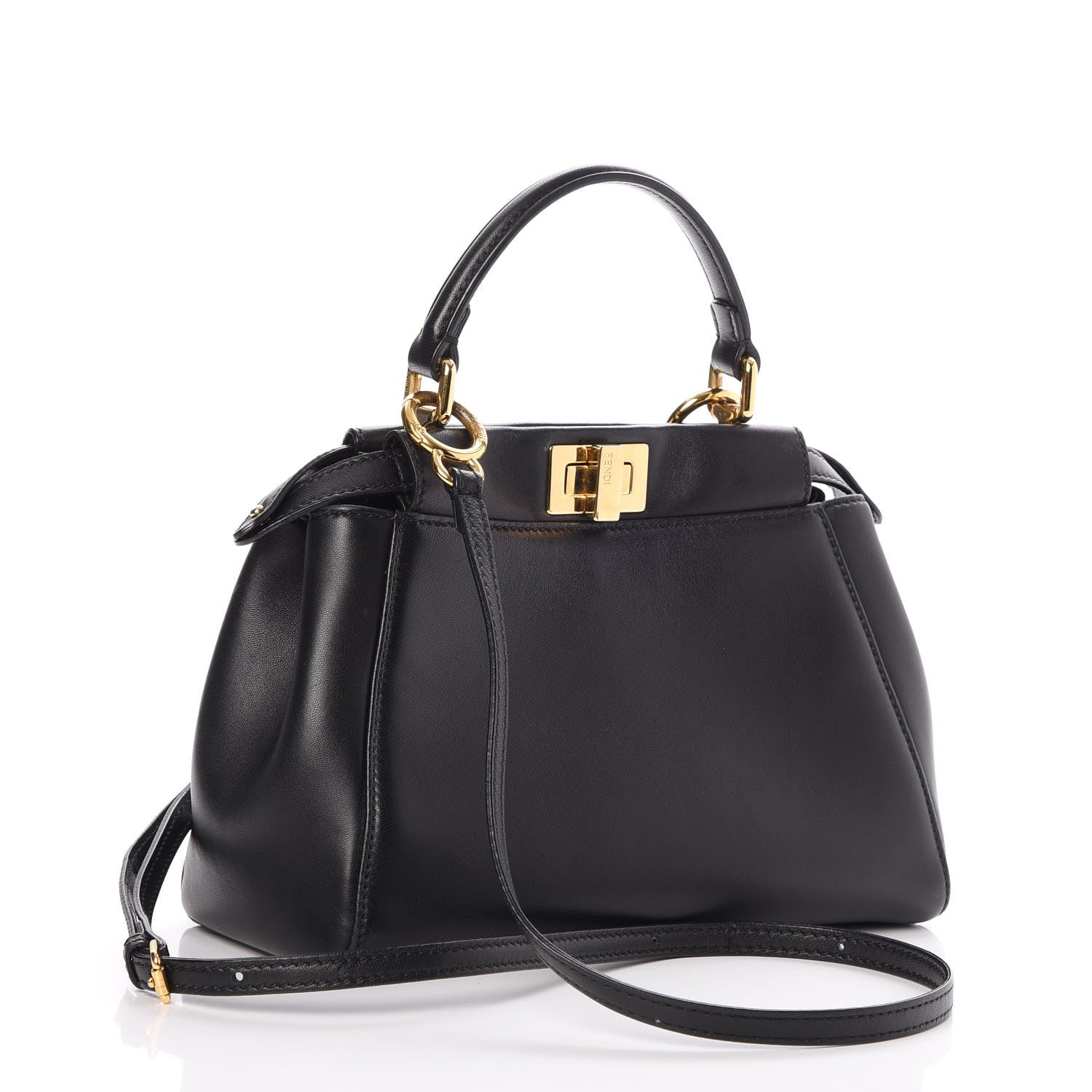Fendi Nappa Mini Peekaboo Iconic Satchel Black 3 of 9