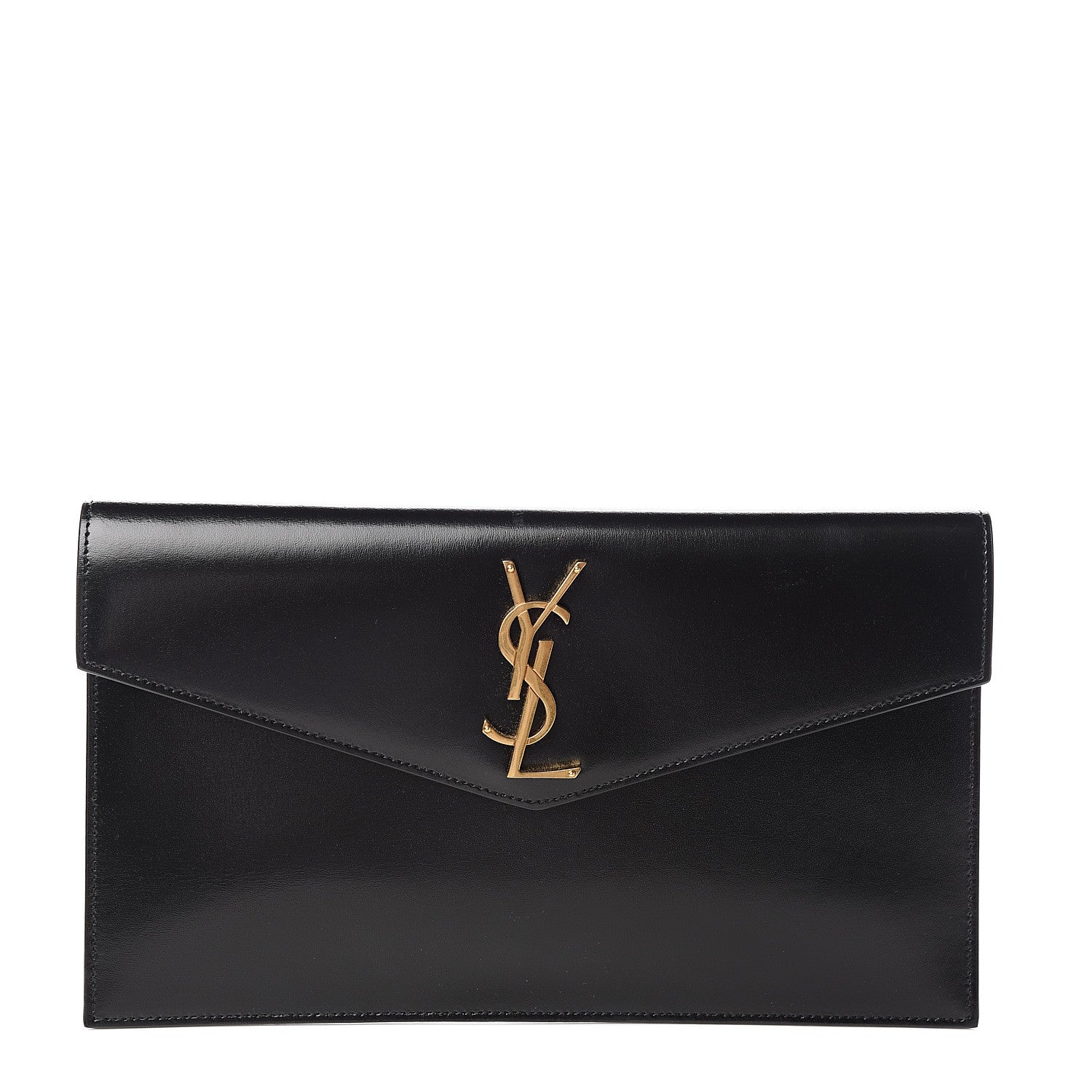 Saint Laurent Smooth Shiny Calfskin Monogram Uptown Pouch Black 1 of 7