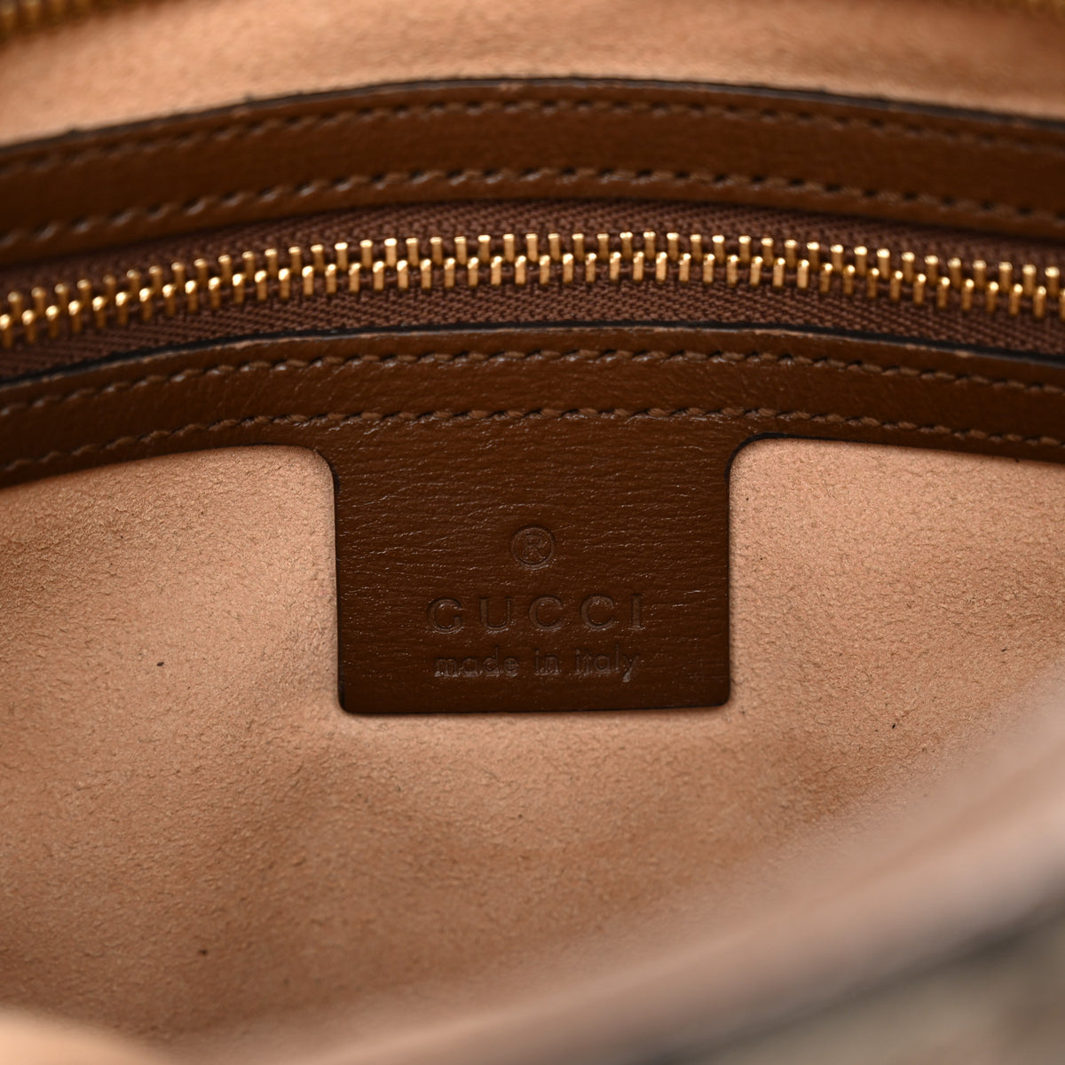GG Supreme Monogram Small Horsebit 1955 Shoulder Bag Beige Brown Sugar