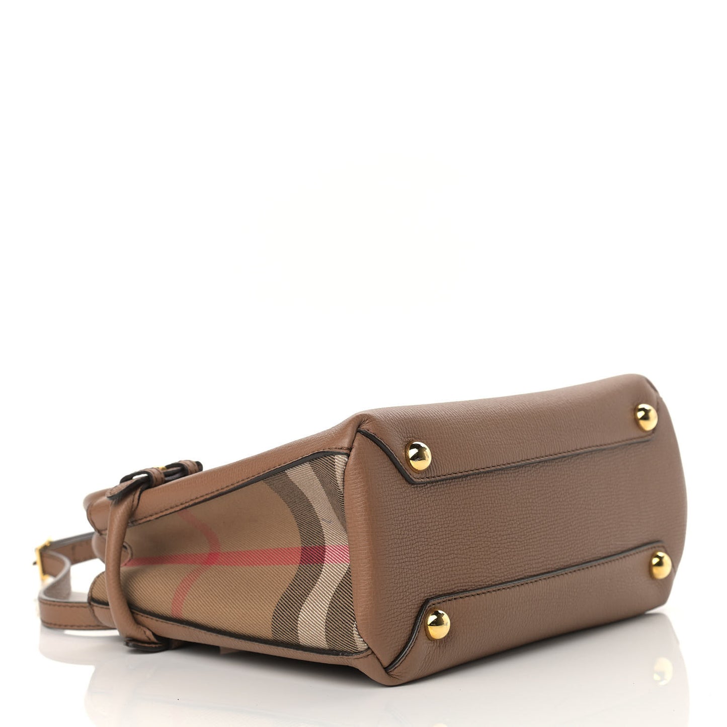 Grainy Calfskin House Check Small Banner Tote Tan