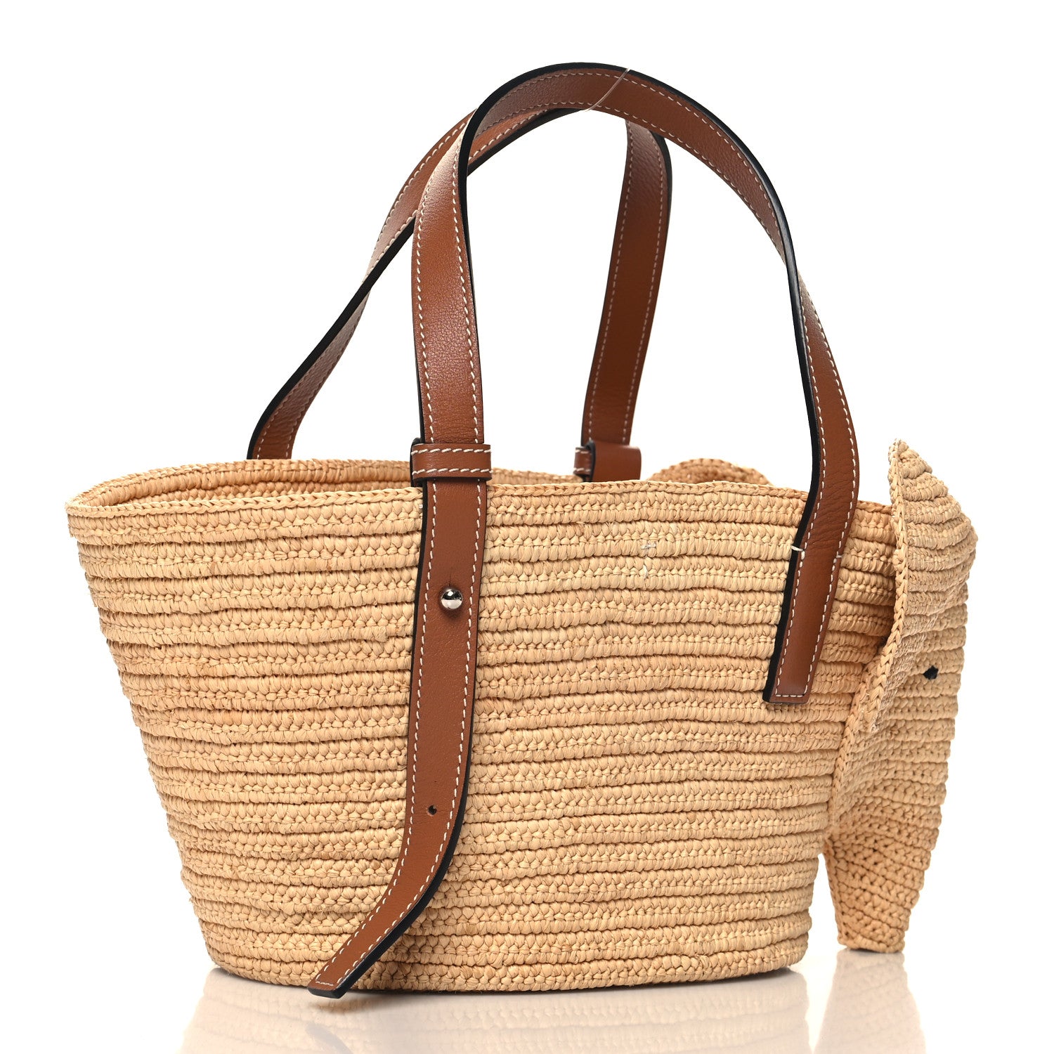 Loewe Raffia Small Elephant Basket Tote Bag Natural Tan 2 of 9
