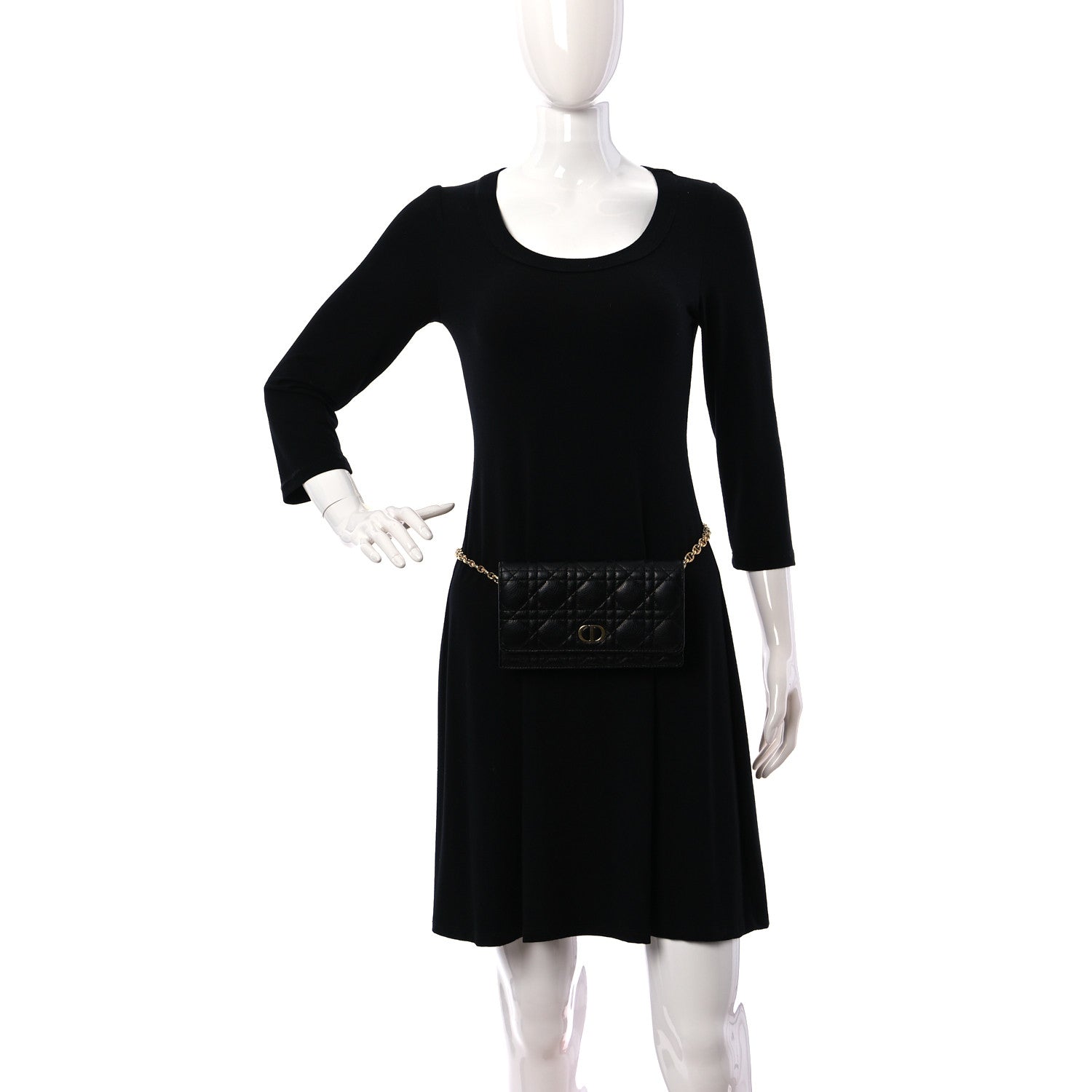 Christian Dior Supple Calfskin Cannage Caro Belt Pouch with Chain Black 3 of 10