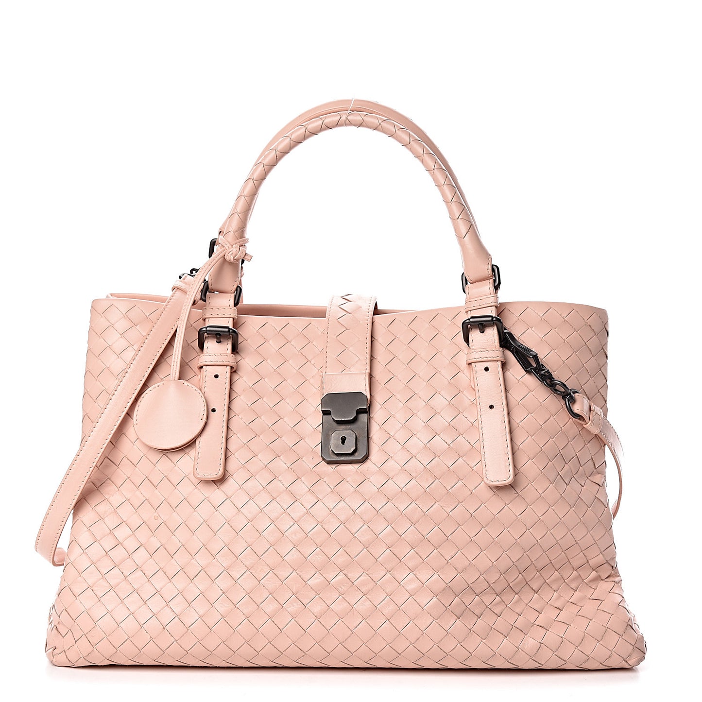 Nappa Intrecciato Medium Roma Tote Flamingo