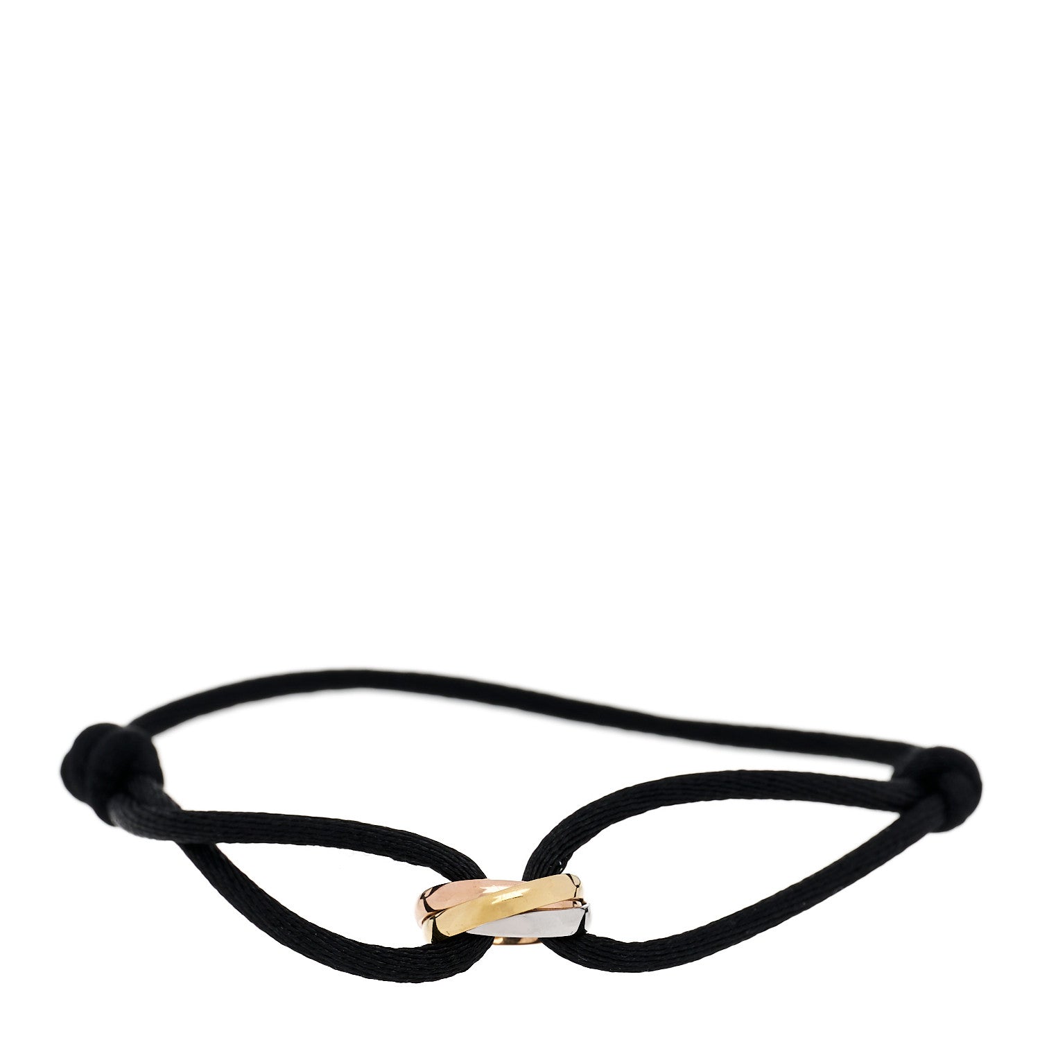 Cartier 18K Pink Yellow White Gold Trinity Adjustable Cord Bracelet Black 1 of 4
