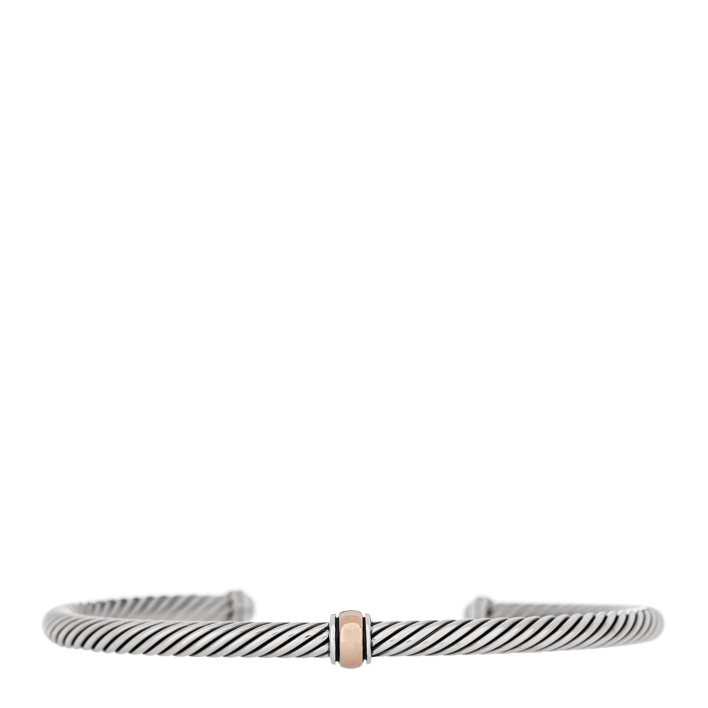Sterling Silver 18K Rose Gold 4mm Station Cable Bracelet
