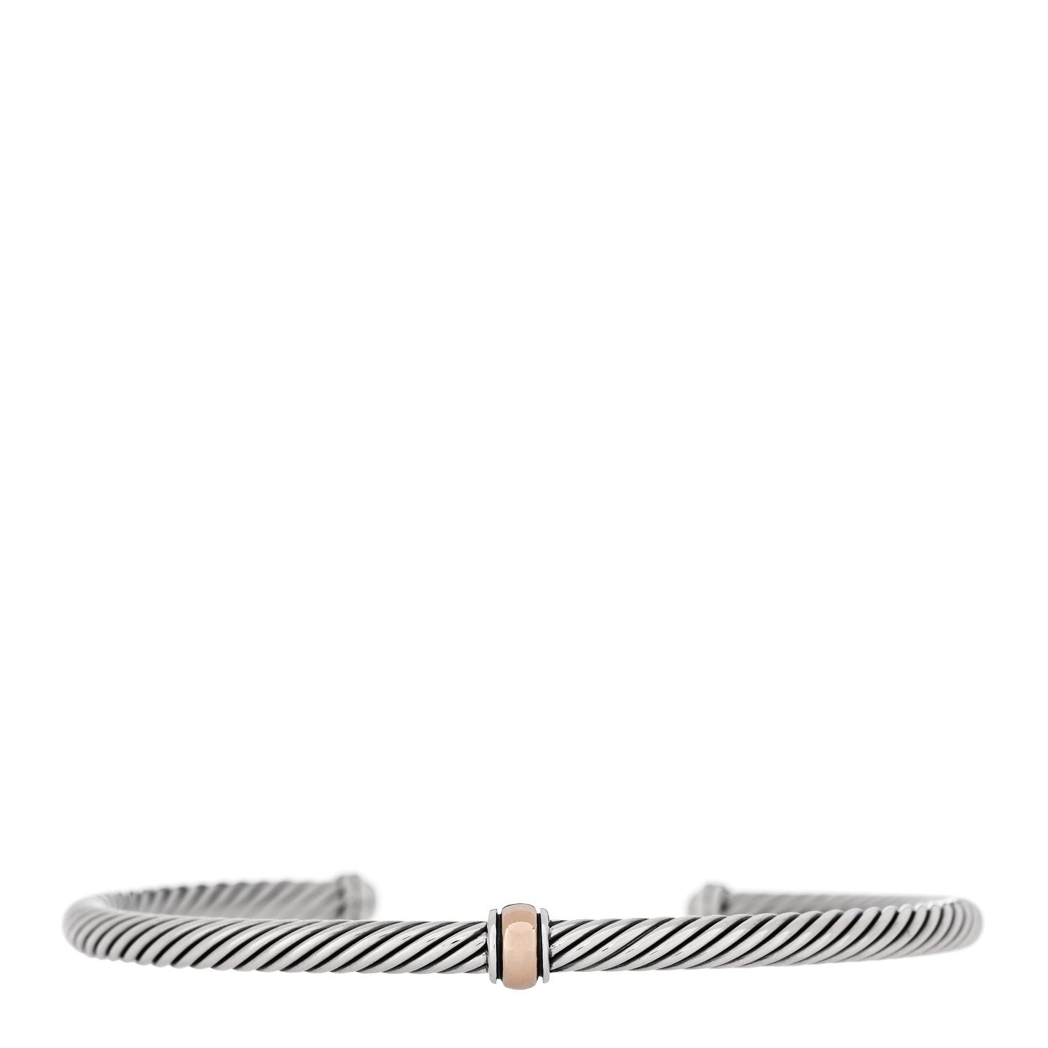 David Yurman Sterling Silver 18K Rose Gold 4mm Station Cable Bracelet 1 of 3