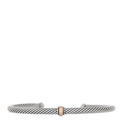 David Yurman Sterling Silver 18K Rose Gold 4mm Station Cable Bracelet 1 of 3