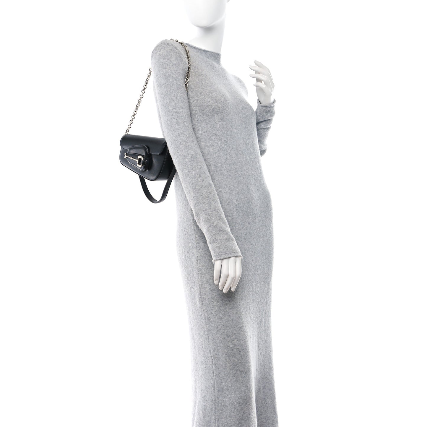 Calfskin Mini Horsebit 1955 Asymmetric Shoulder Bag Black