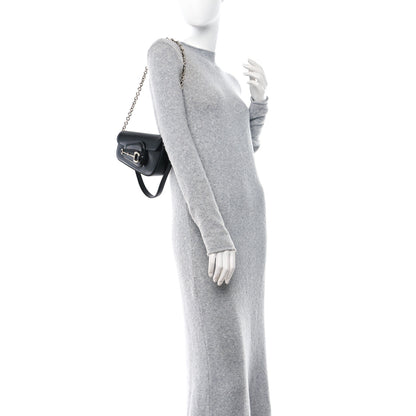 Gucci Calfskin Mini Horsebit 1955 Asymmetric Shoulder Bag Black 2 of 9