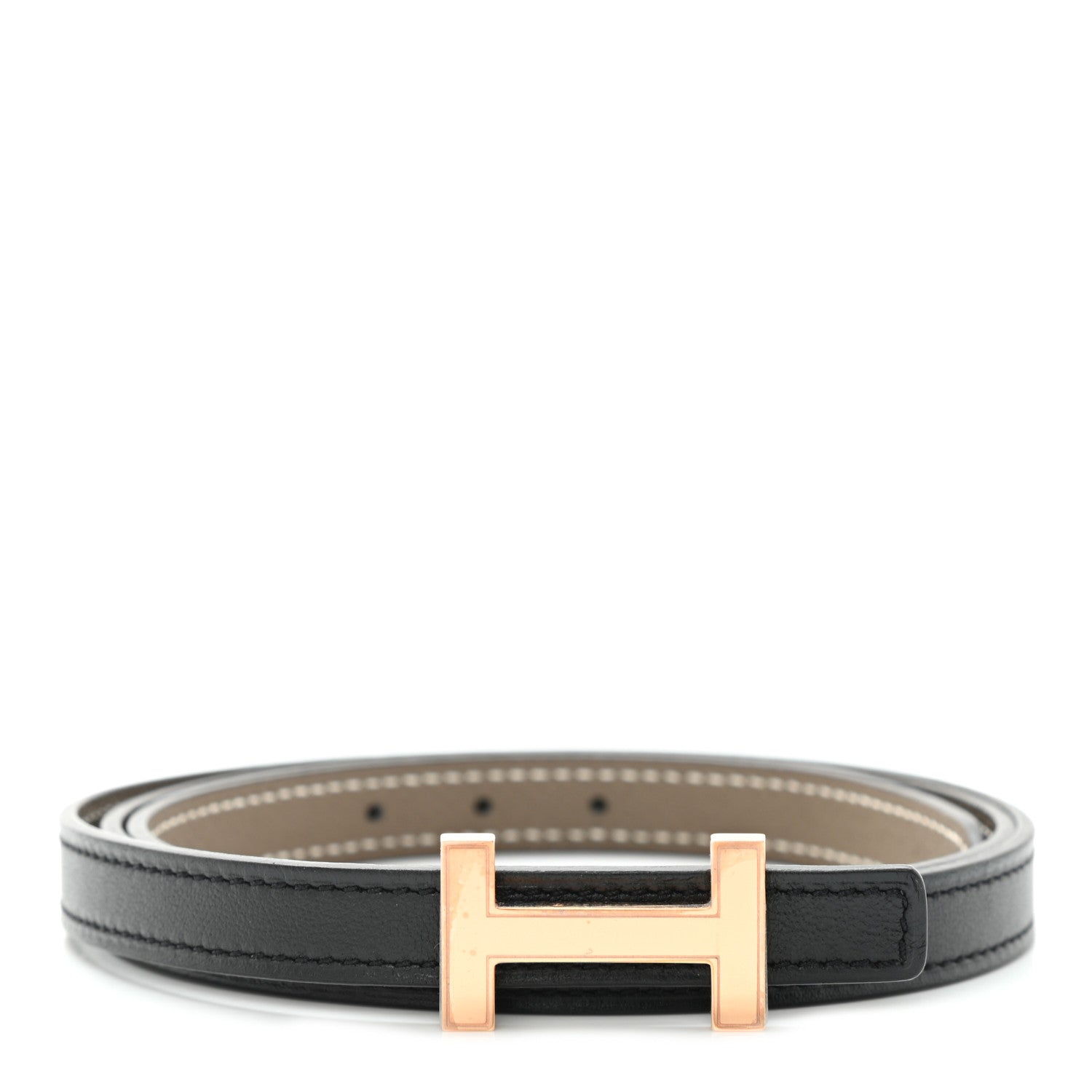Hermes Swift Epsom 13mm Focus Belt 85 Black Etoupe 1 of 5