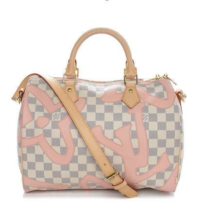 Louis Vuitton Damier Azur Tahitienne Speedy Bandouliere 30 Rose Ballerine 1 of 6