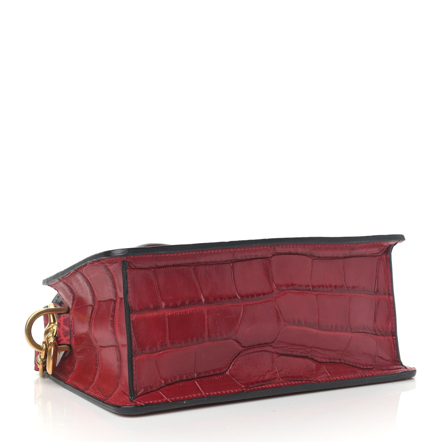 Calfskin Crocodile Embossed Shoulder Bag Red