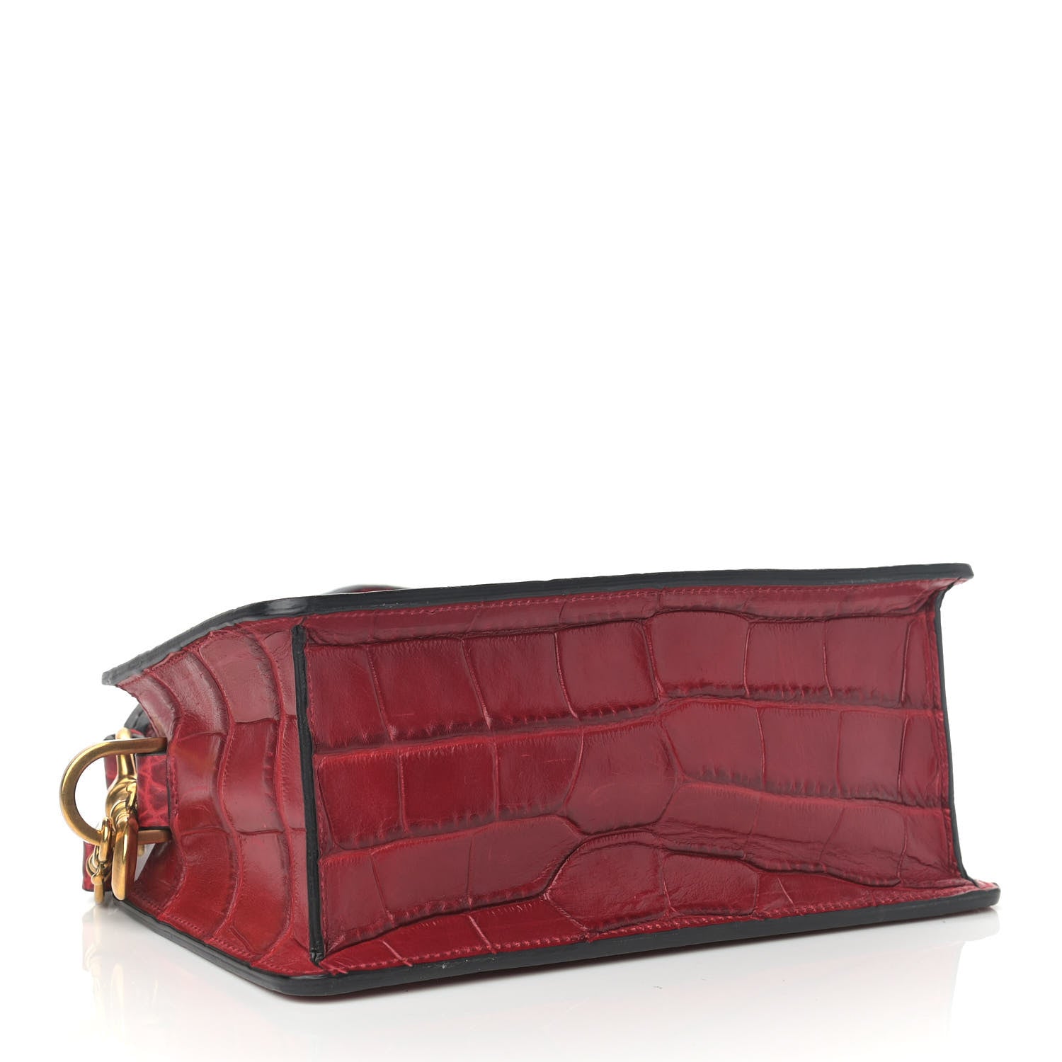 Lanvin Calfskin Crocodile Embossed Shoulder Bag Red 4 of 10