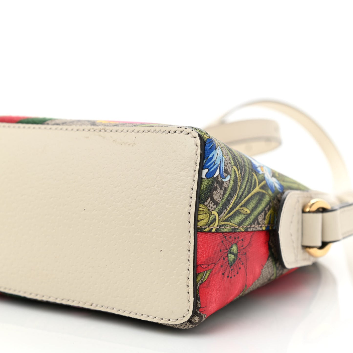 GG Supreme Monogram Flora Web GG Small Ophidia Dome Shoulder Bag White