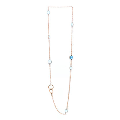 Pomellato 18K Rose Gold Diamond Blue Topaz Nudo Sautoir Necklace 3 of 5