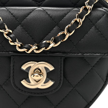 Chanel Lambskin Quilted CC In Love Heart Clutch With Chain Black 8 of 12