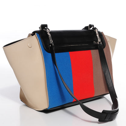 Celine Calfskin Wool Colorblock Medium Trapeze Tri-Color 3 of 9