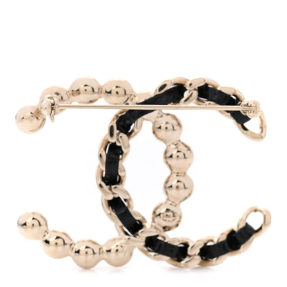 Chanel Lambskin Pearl CC Chain Brooch Black Gold 3 of 4