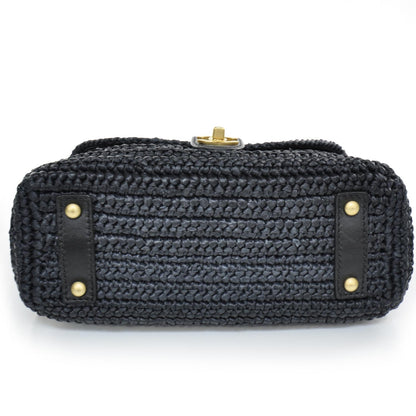 Chanel Straw Raffia Shoulder Bag Black 4 of 11