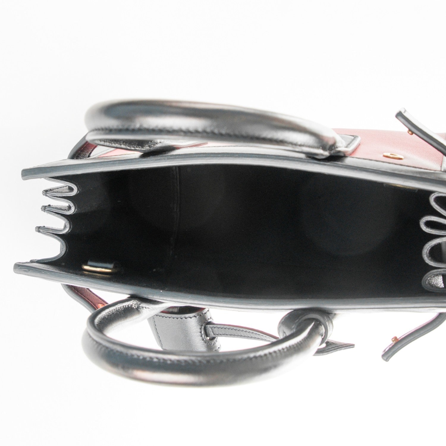 Saint Laurent Calfskin Bi-Color Nano Sac De Jour Red Black 6 of 7