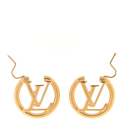 Louis Vuitton Metal Small Louise Hoop Earrings Gold 3 of 4