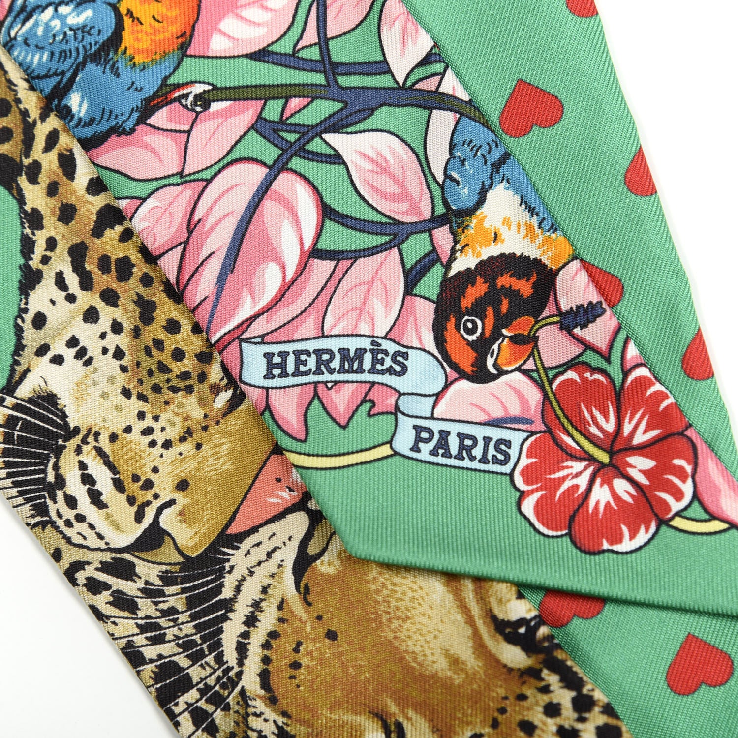 Hermes Silk Jungle Love Love Twilly Emeraude Rose Brun 4 of 4