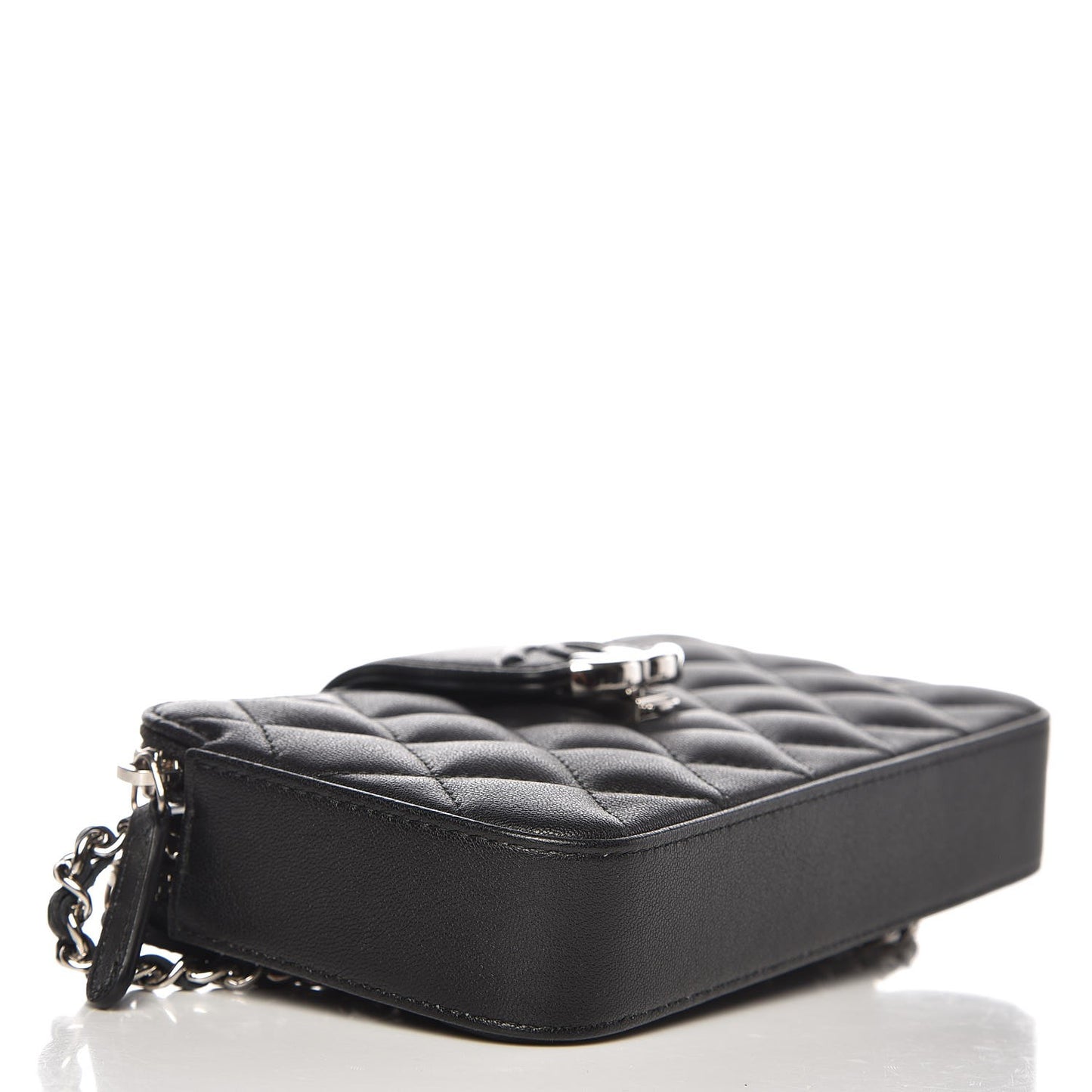 Caviar Quilted CC Box Clutch With Chain Black