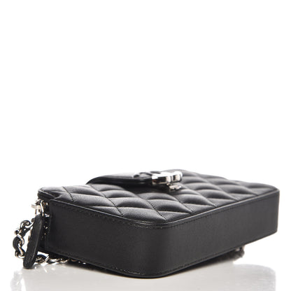 Chanel Caviar Quilted CC Box Clutch With Chain Black 4 of 13
