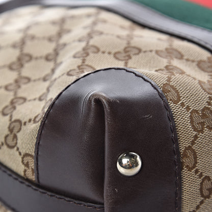 Gucci Monogram Vintage Web Medium Hobo Dark Brown 9 of 13