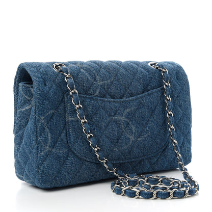 Chanel Denim Quilted CC Print Medium Single Flap Blue 3 of 11