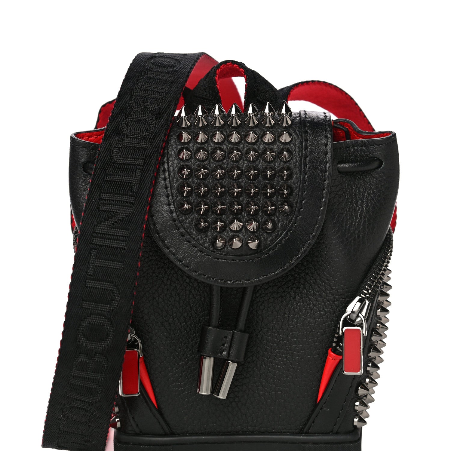 Christian Louboutin Calfskin Spiked Mini Explorafunk Keyring Bag Black 11 of 14