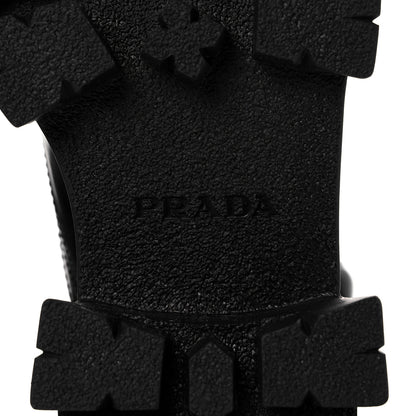 Prada Spazzolato Rois Nylon Metal Triangle Logo Monolith Pouch Pocket 55mm Boots 39 Black 6 of 9