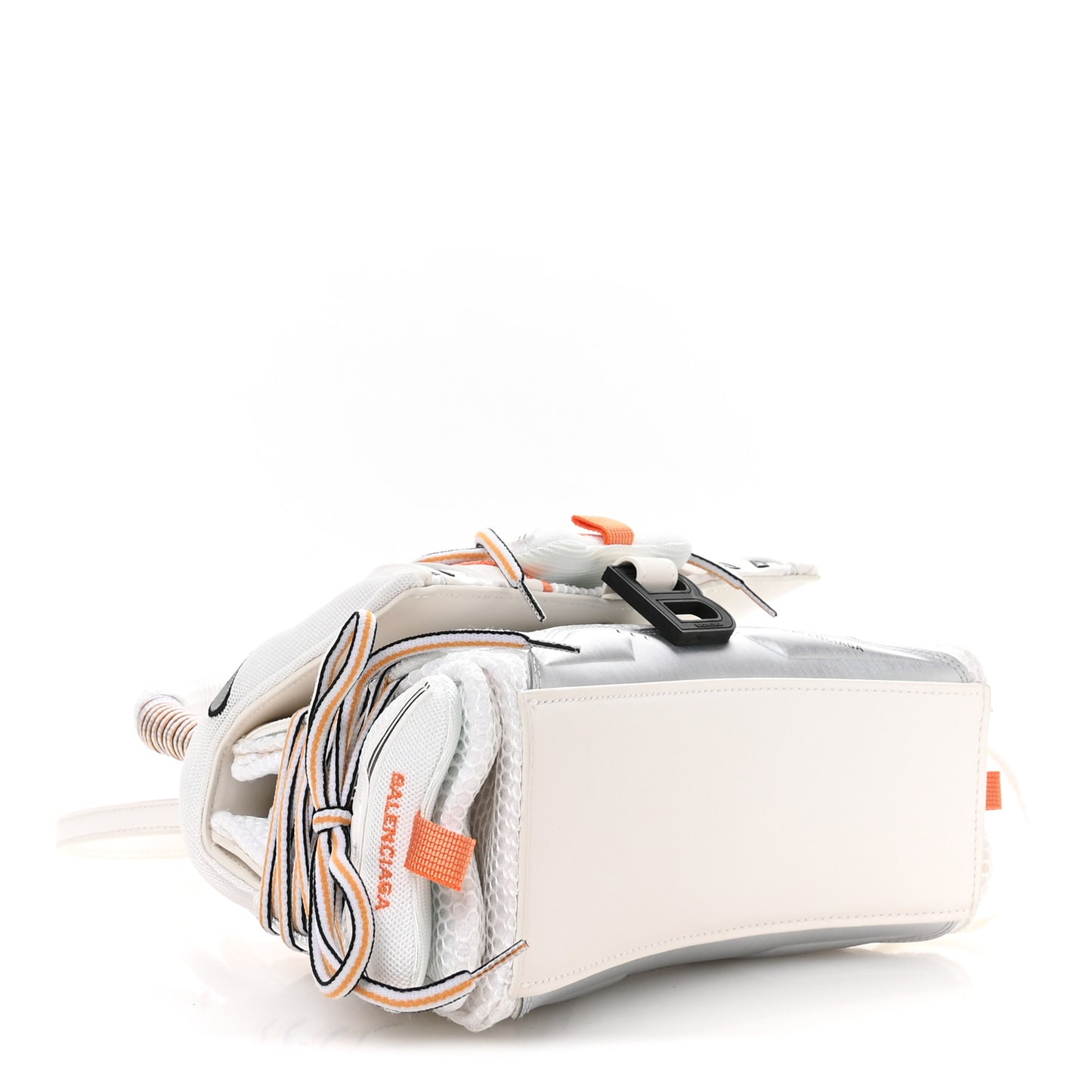 Faux Calfskin Fabric Glow In The Dark Small Sneakerhead Top Handle Bag White Orange