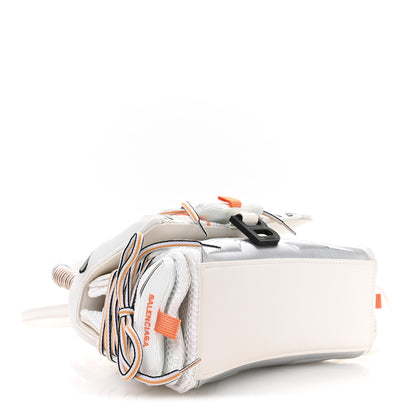Balenciaga Faux Calfskin Fabric Glow In The Dark Small Sneakerhead Top Handle Bag White Orange 4 of 10