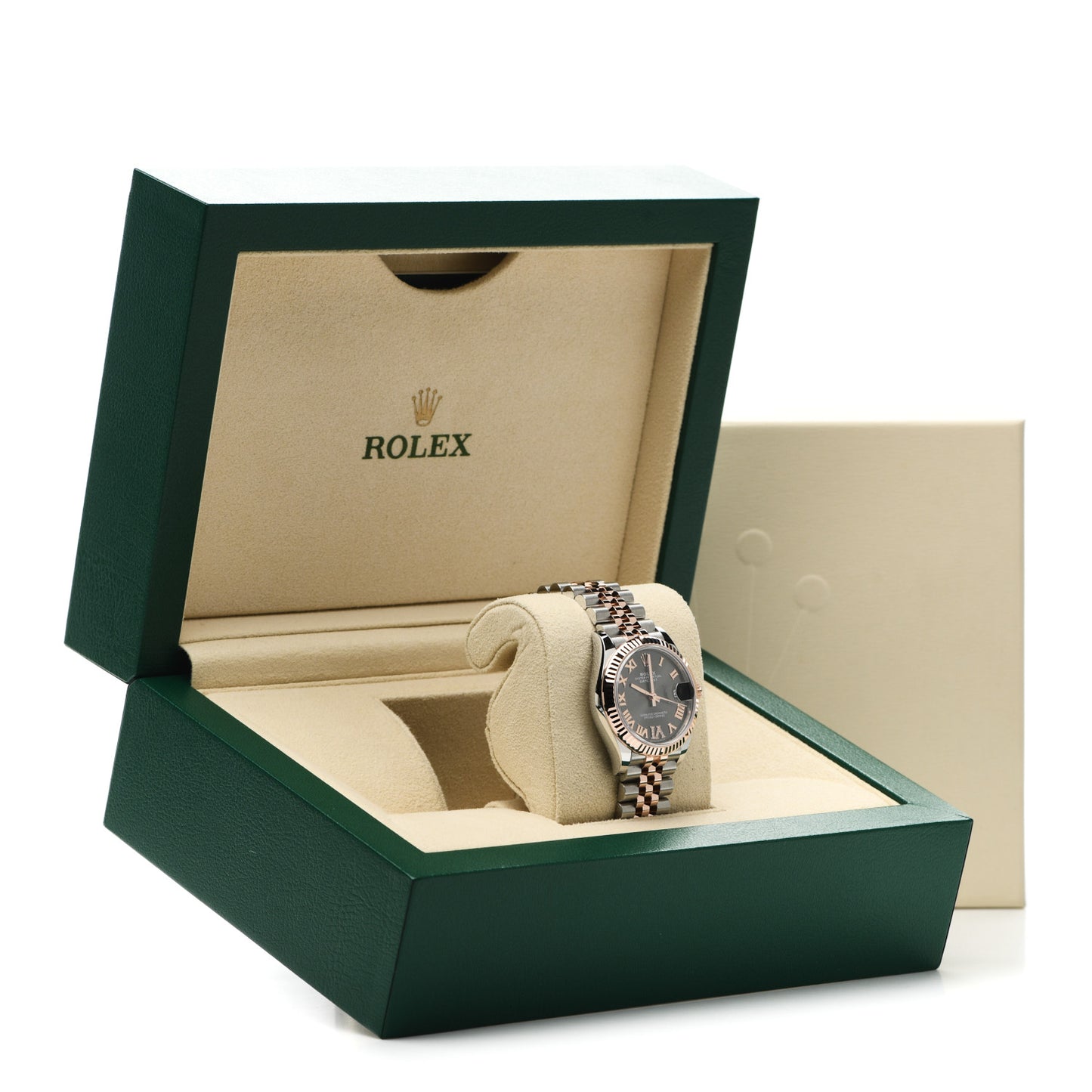 Stainless Steel 18K Everose Gold Diamond 31mm Oyster Perpetual Datejust Watch Dark Rhodium Roman 278271