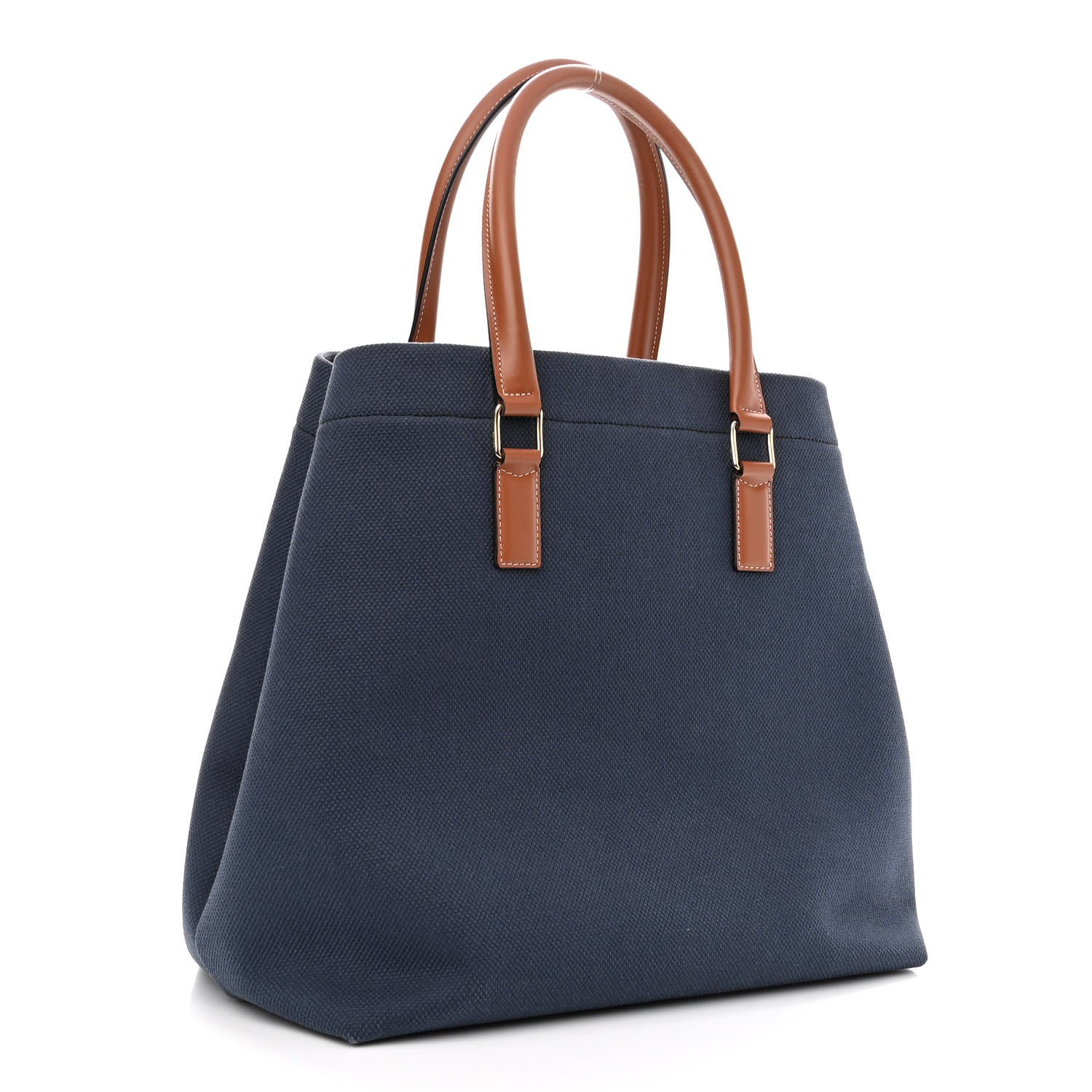 Celine Canvas Calfskin Horizontal Cabas Navy Tan 3 of 9
