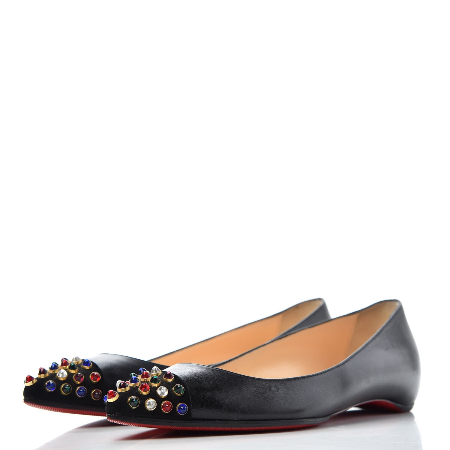Christian Louboutin Kid Cabo Flats 37.5 Black Multicolor 3 of 9