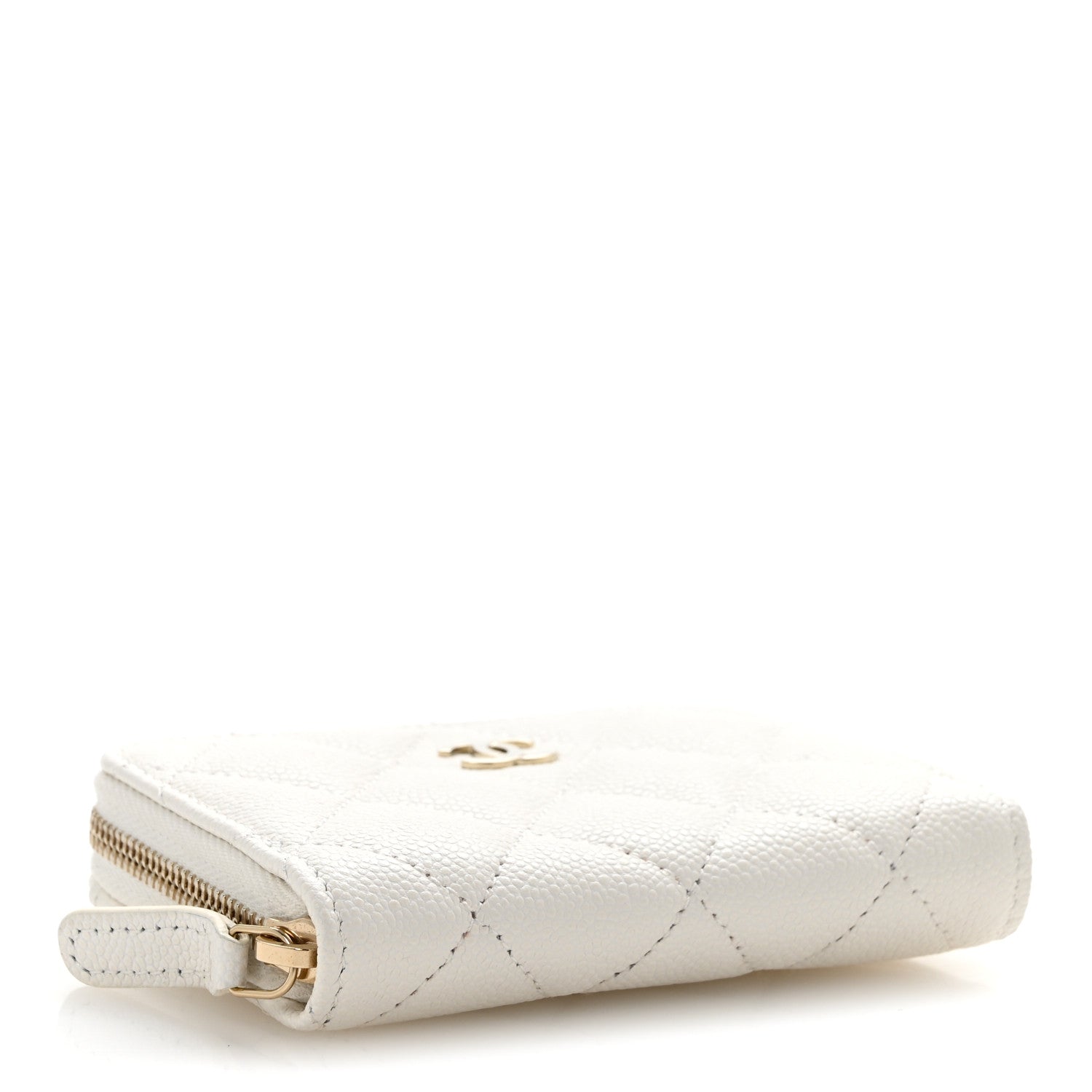 Chanel Caviar Quilted Zip Coin Purse White 4 of 9